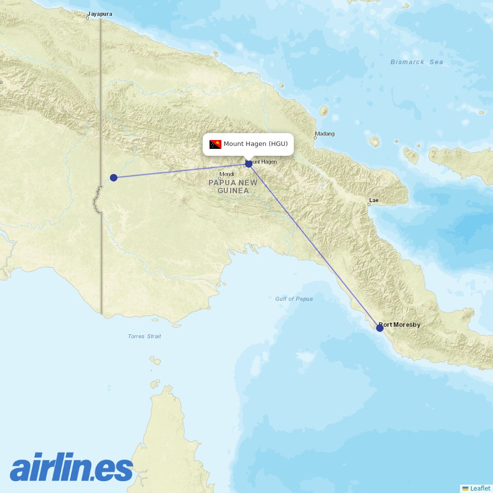 Air Niugini at HGU route map