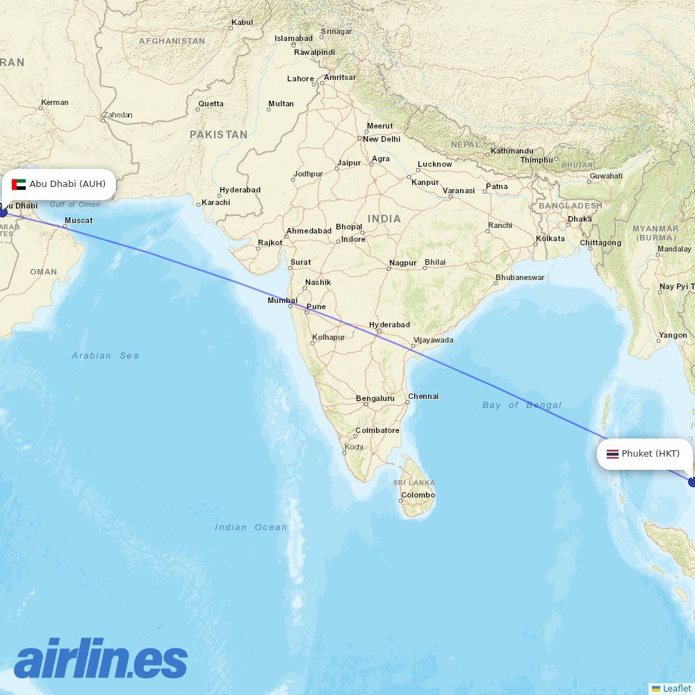 Etihad at HKT route map