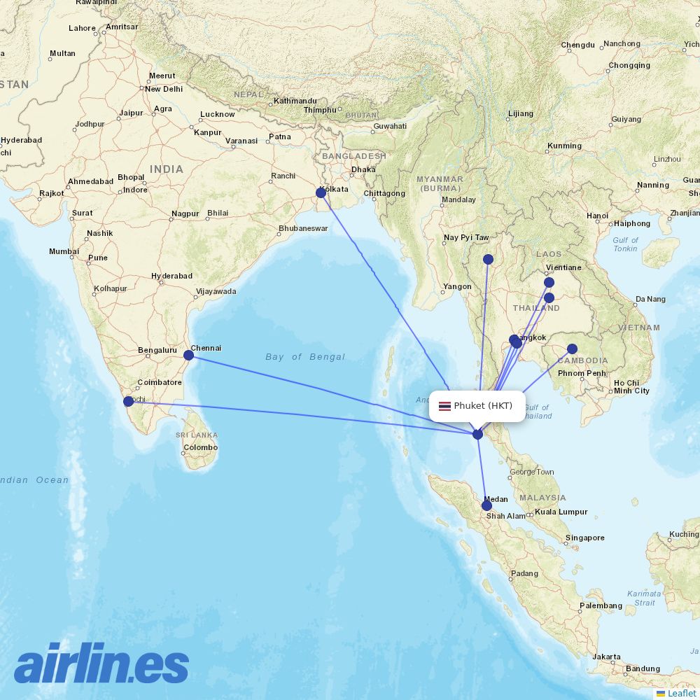 Thai AirAsia at HKT route map