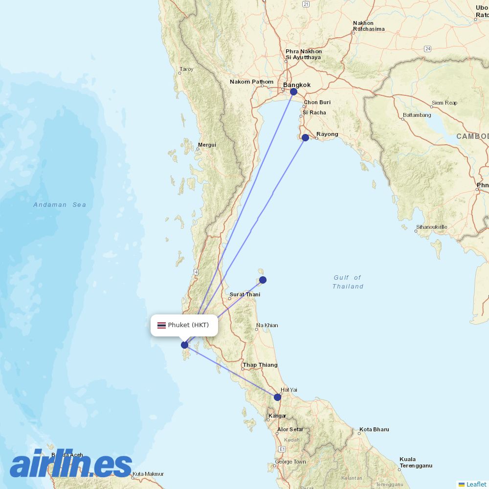 Bangkok Airways at HKT route map