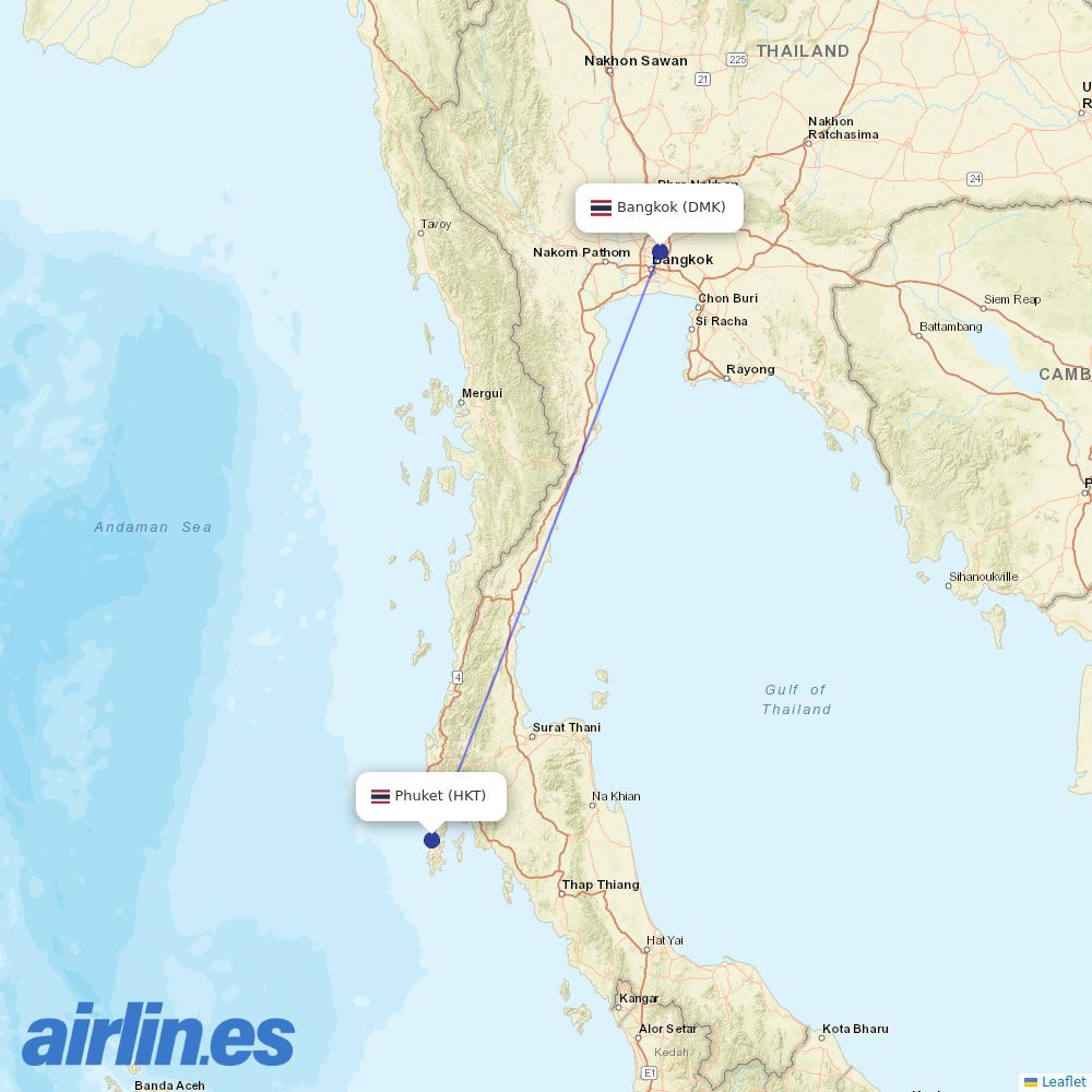 Thai Lion Air at HKT route map