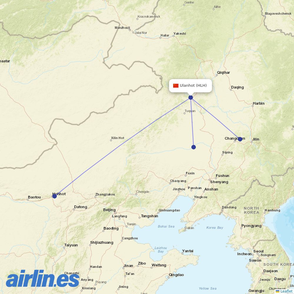 Genghis Khan Airlines at HLH route map