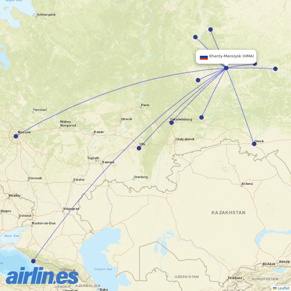 UTair at HMA route map