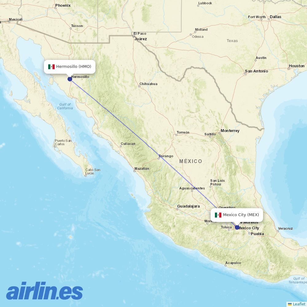Aeromexico from General Ignacio P Garcia International destination map