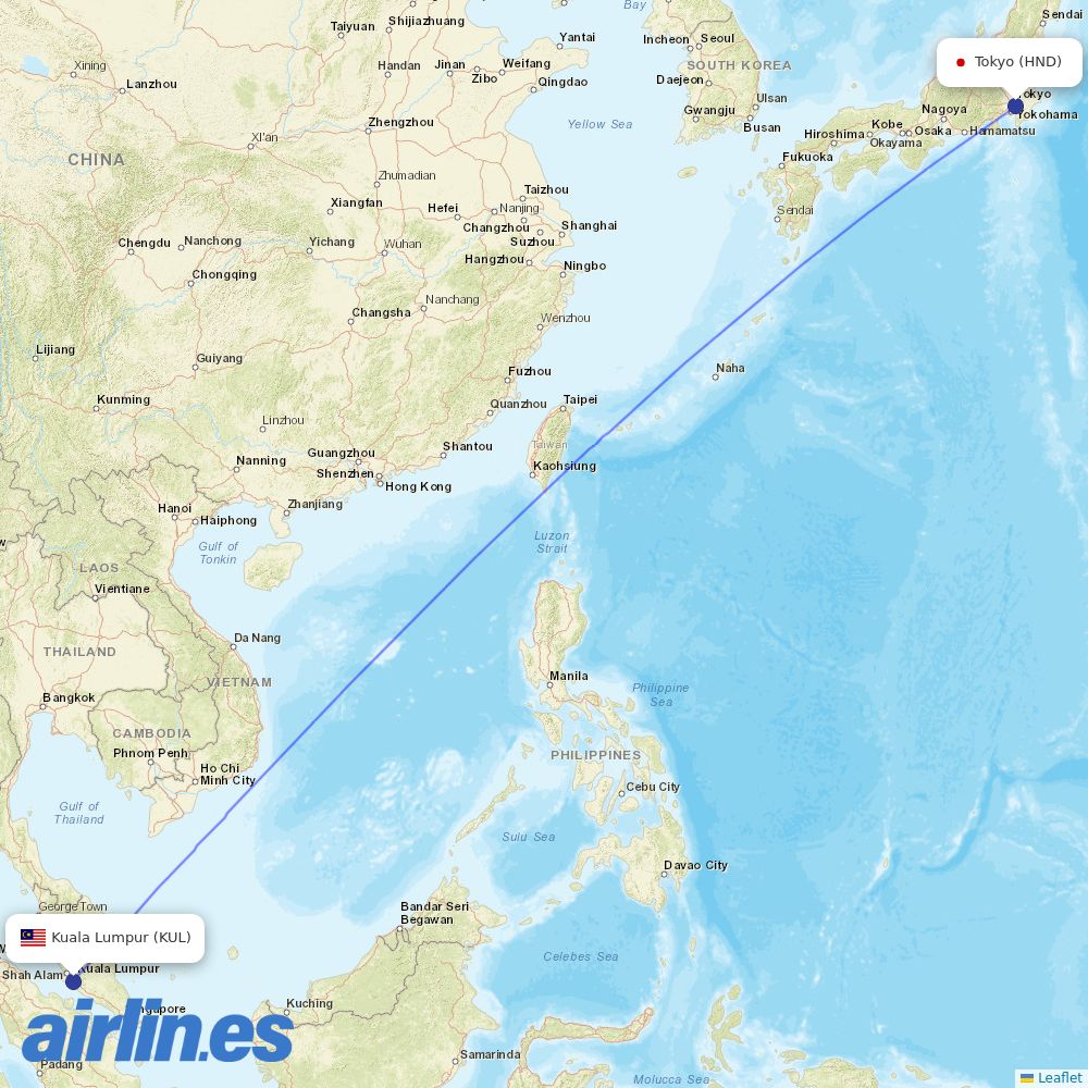 AirAsia X at HND route map