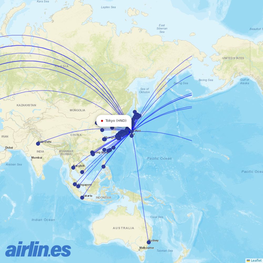 ANA at HND route map