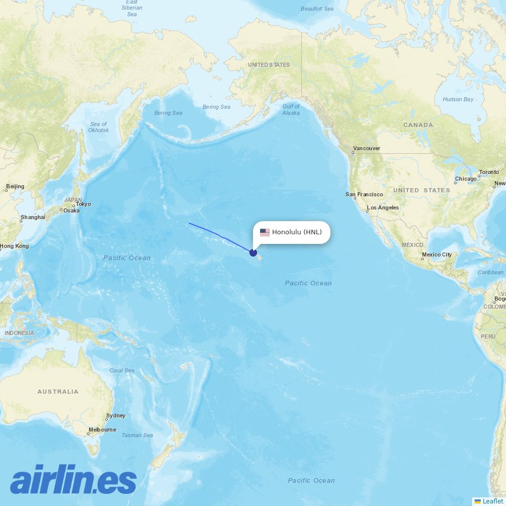 Zipair at HNL route map