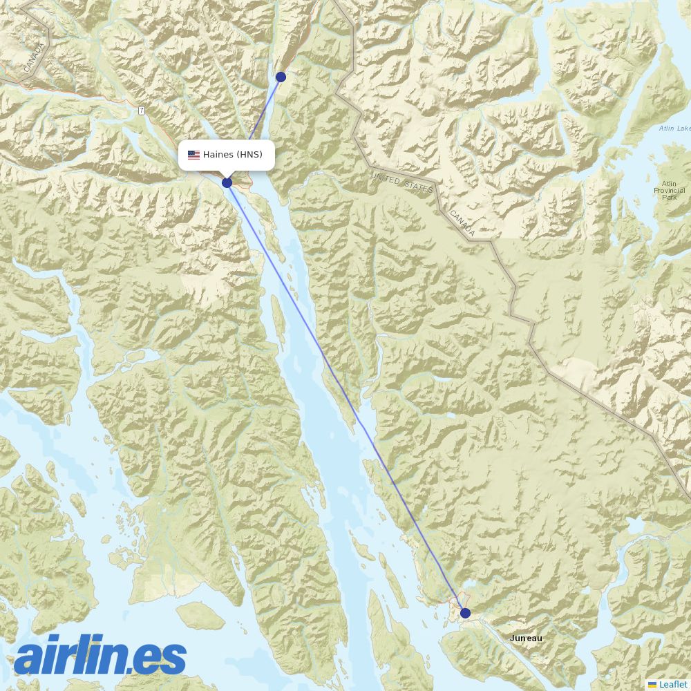 Air Excursions from Haines Airport destination map