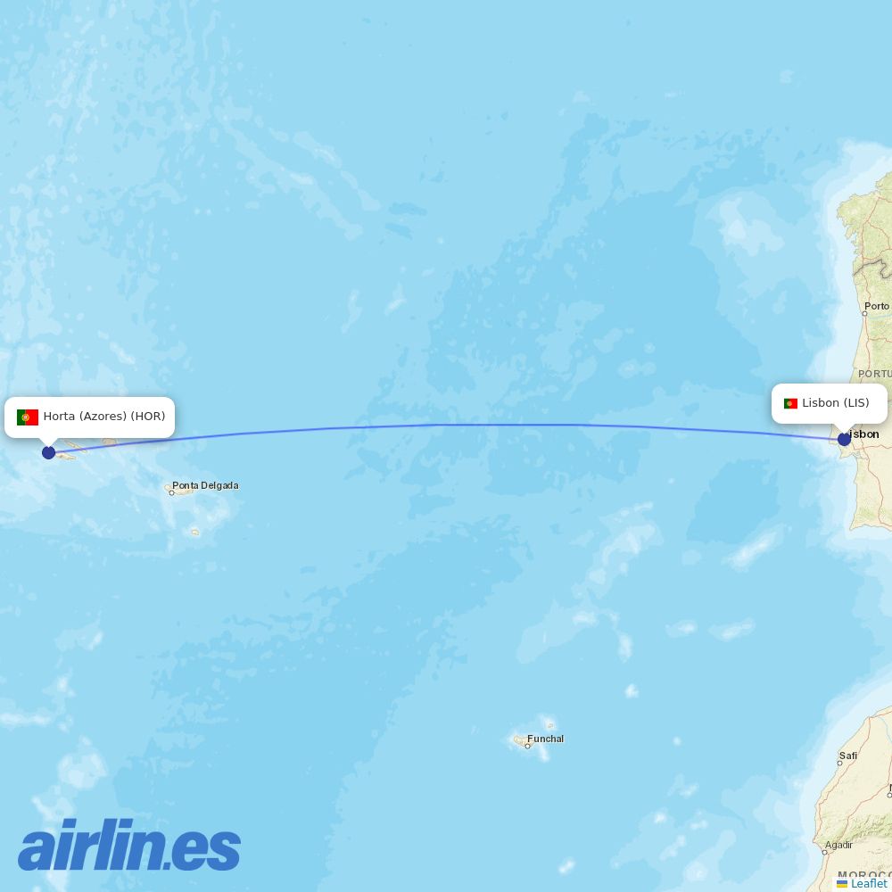 Azores Airlines at HOR route map
