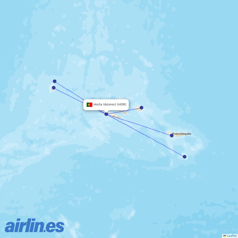 SATA - Air Acores from Horta destination map
