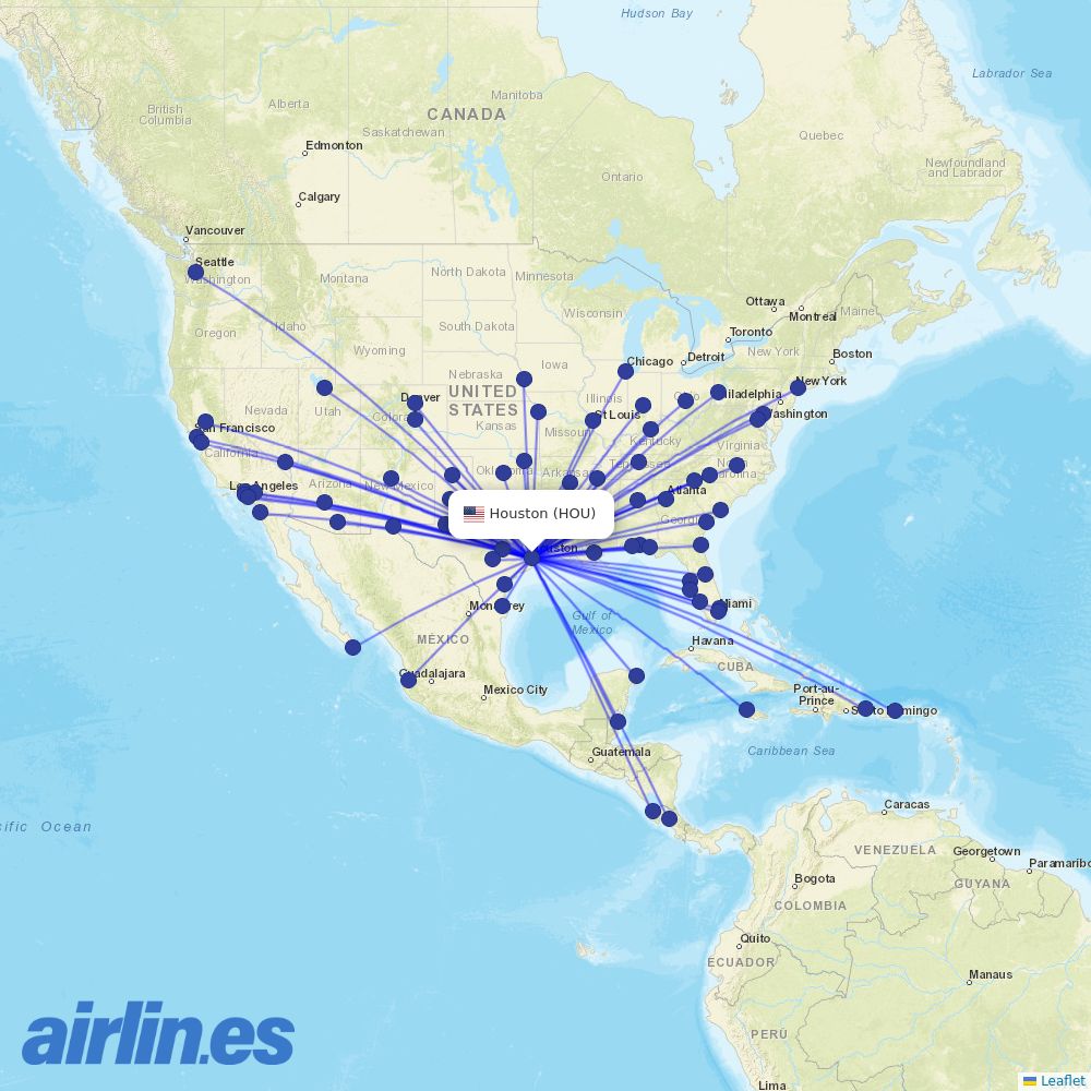Southwest at HOU route map