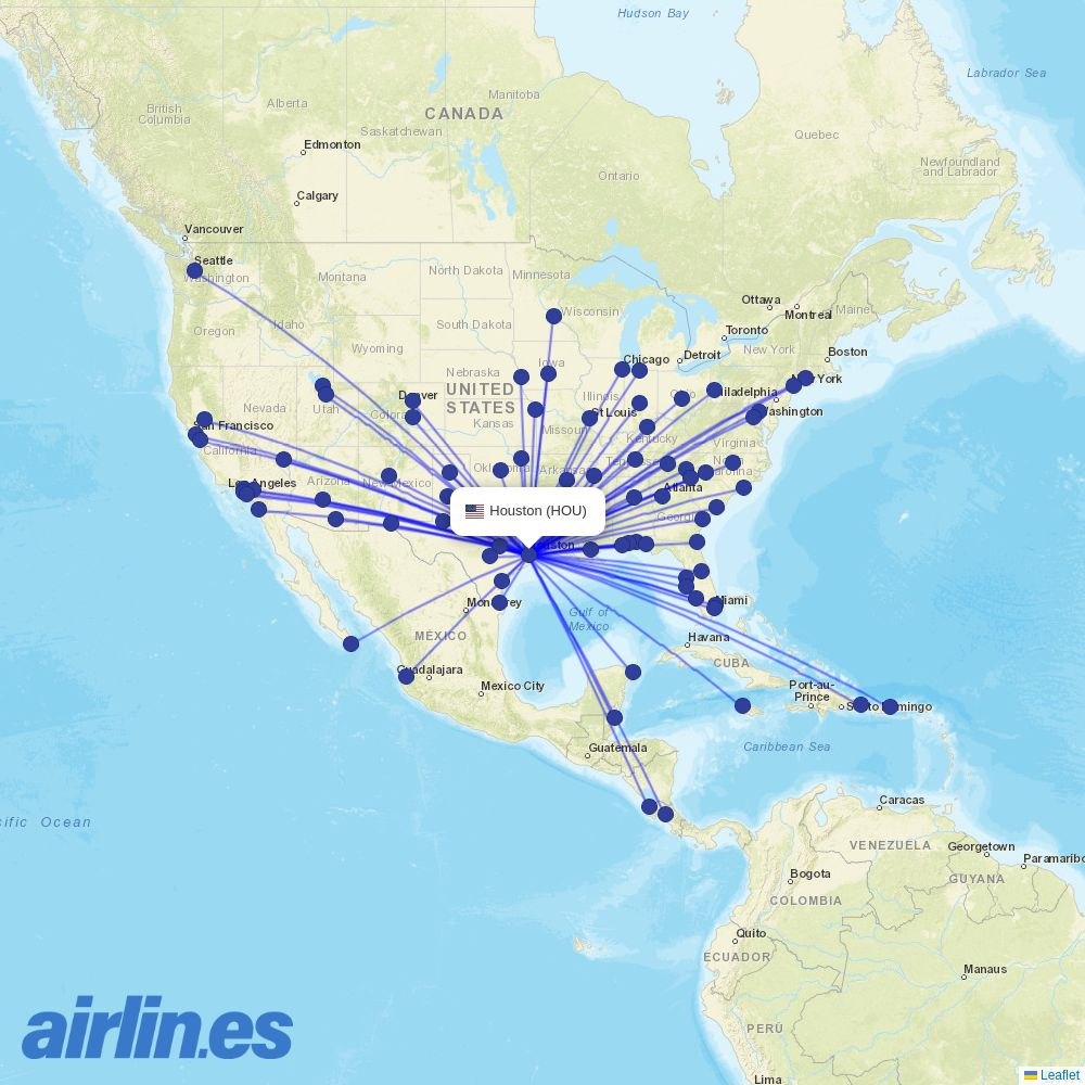 Avelo Airlines from William P. Hobby Airport destination map