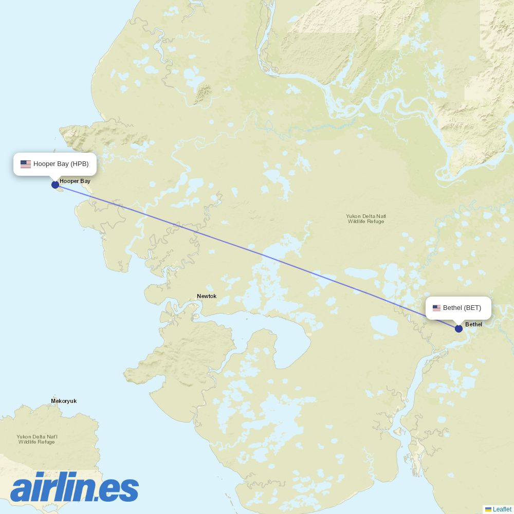 Sky Gabon from Hooper Bay Airport destination map