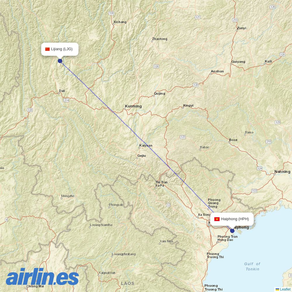 Lucky Air from Cat Bi International Airport destination map