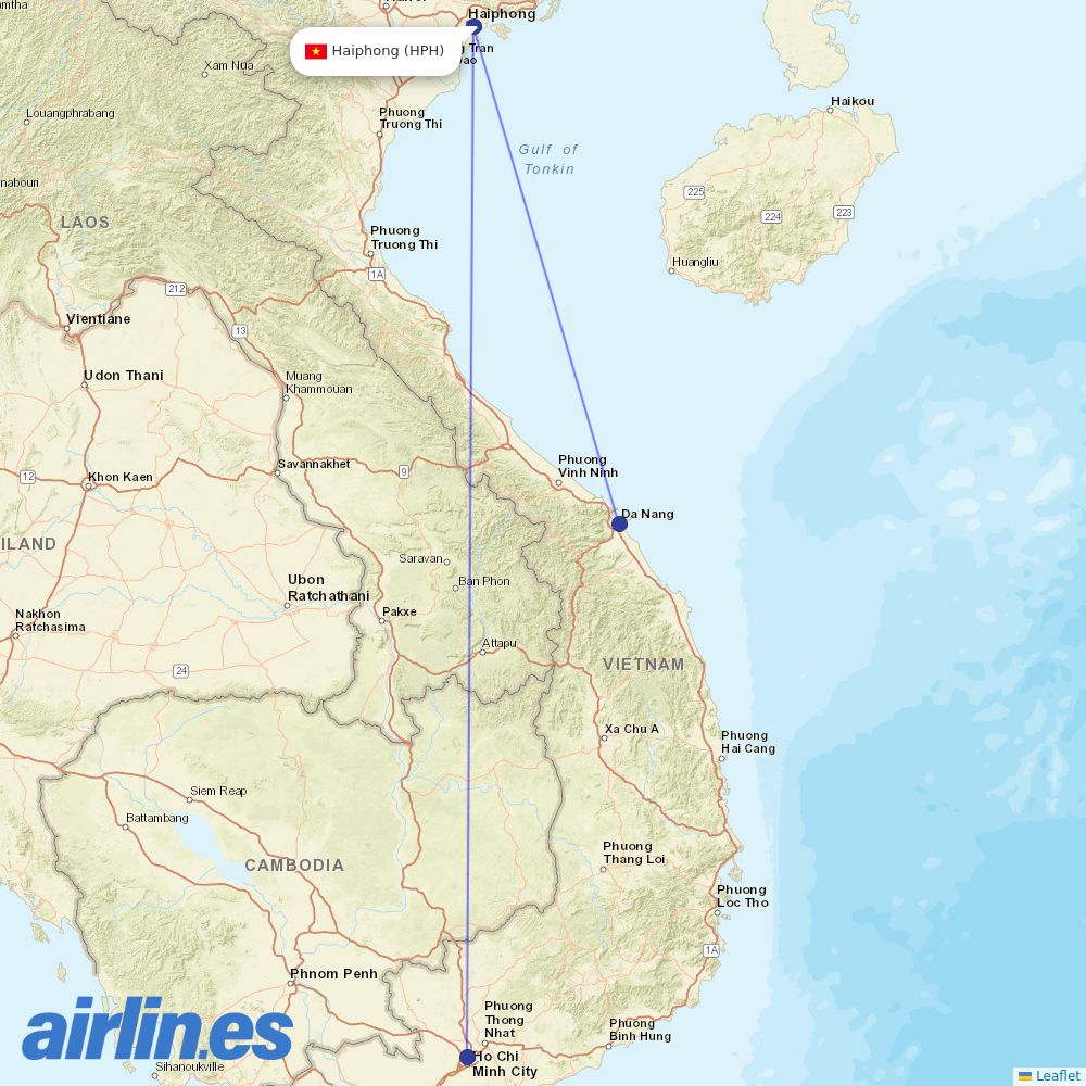 Vietnam Airlines at HPH route map