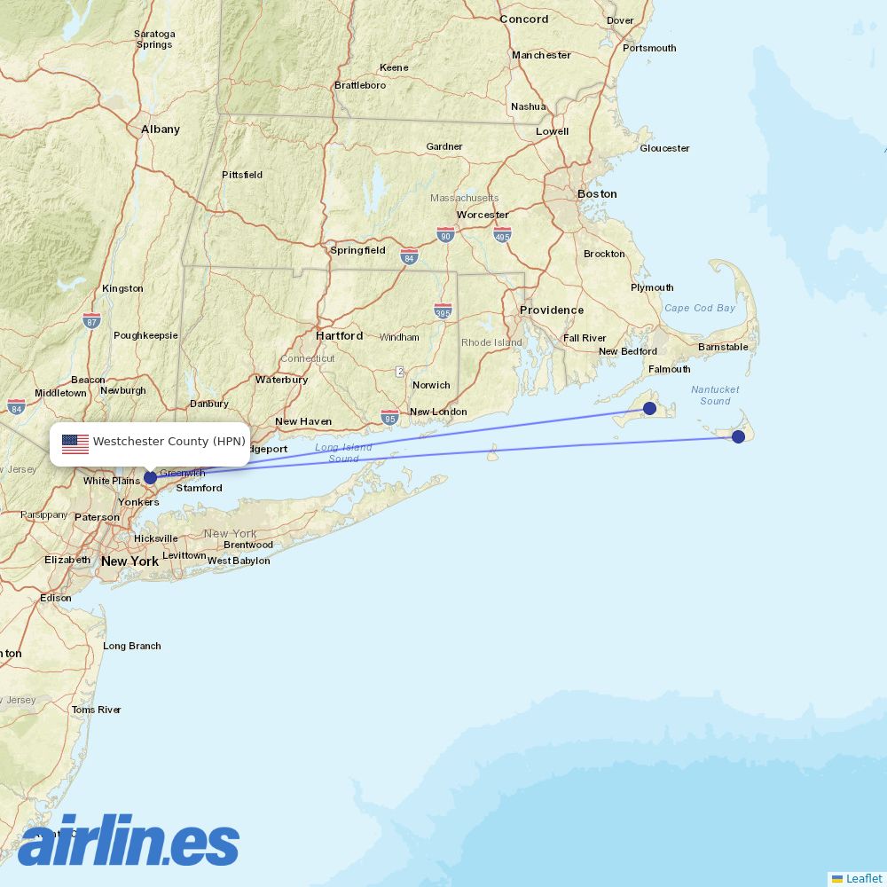 Tradewind Aviation from Westchester Co destination map