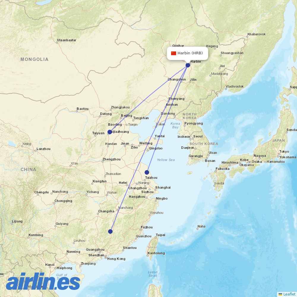 Lucky Air from Taiping Airport destination map