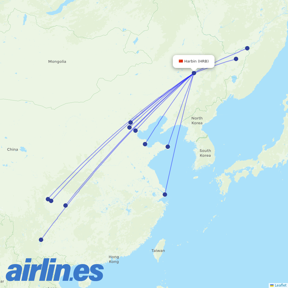 Air China from Taiping Airport destination map