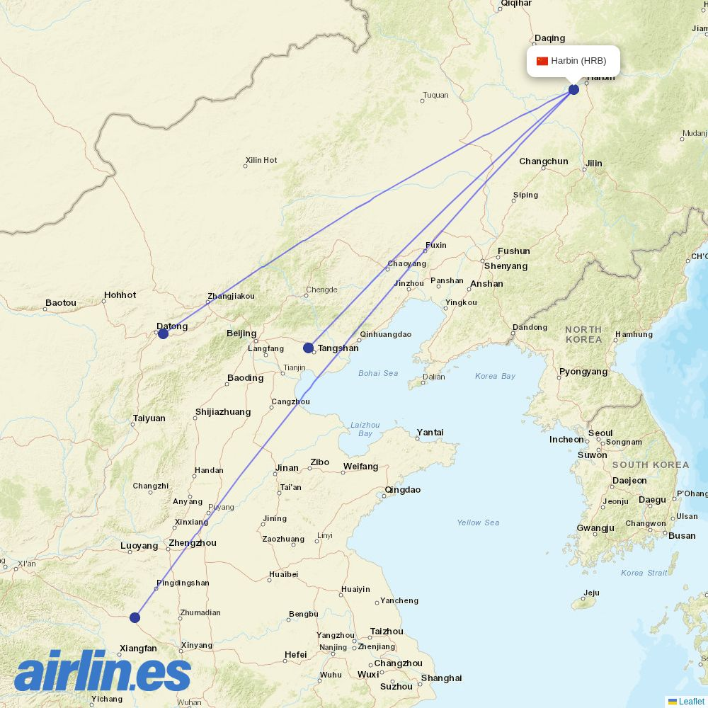 Ruili Airlines from Taiping Airport destination map