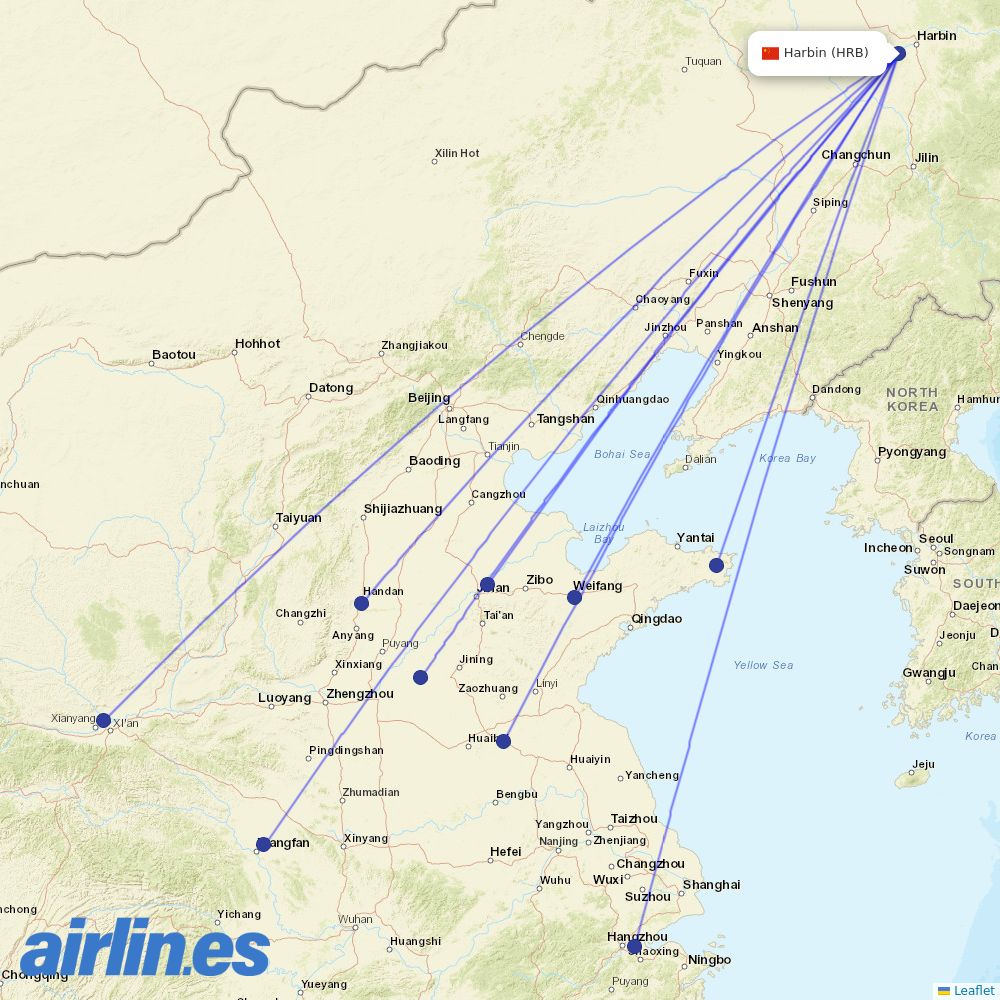 Loong Air at HRB route map