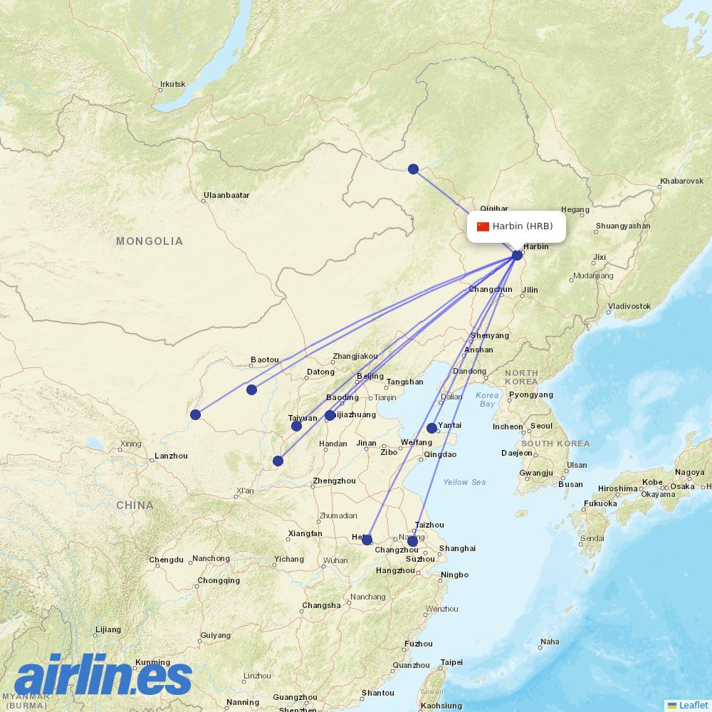 LJ Air from Taiping Airport destination map