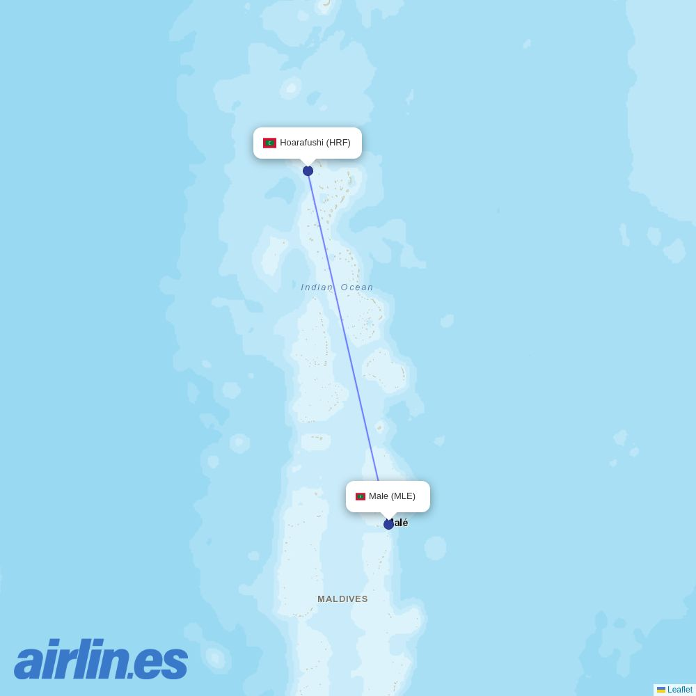 Maldivian from Hoarafushi Airport destination map