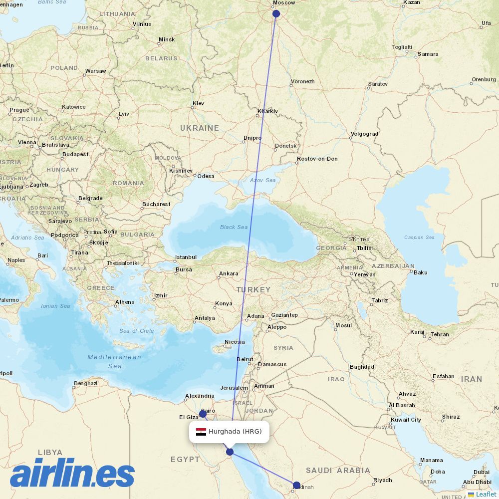 EgyptAir at HRG route map
