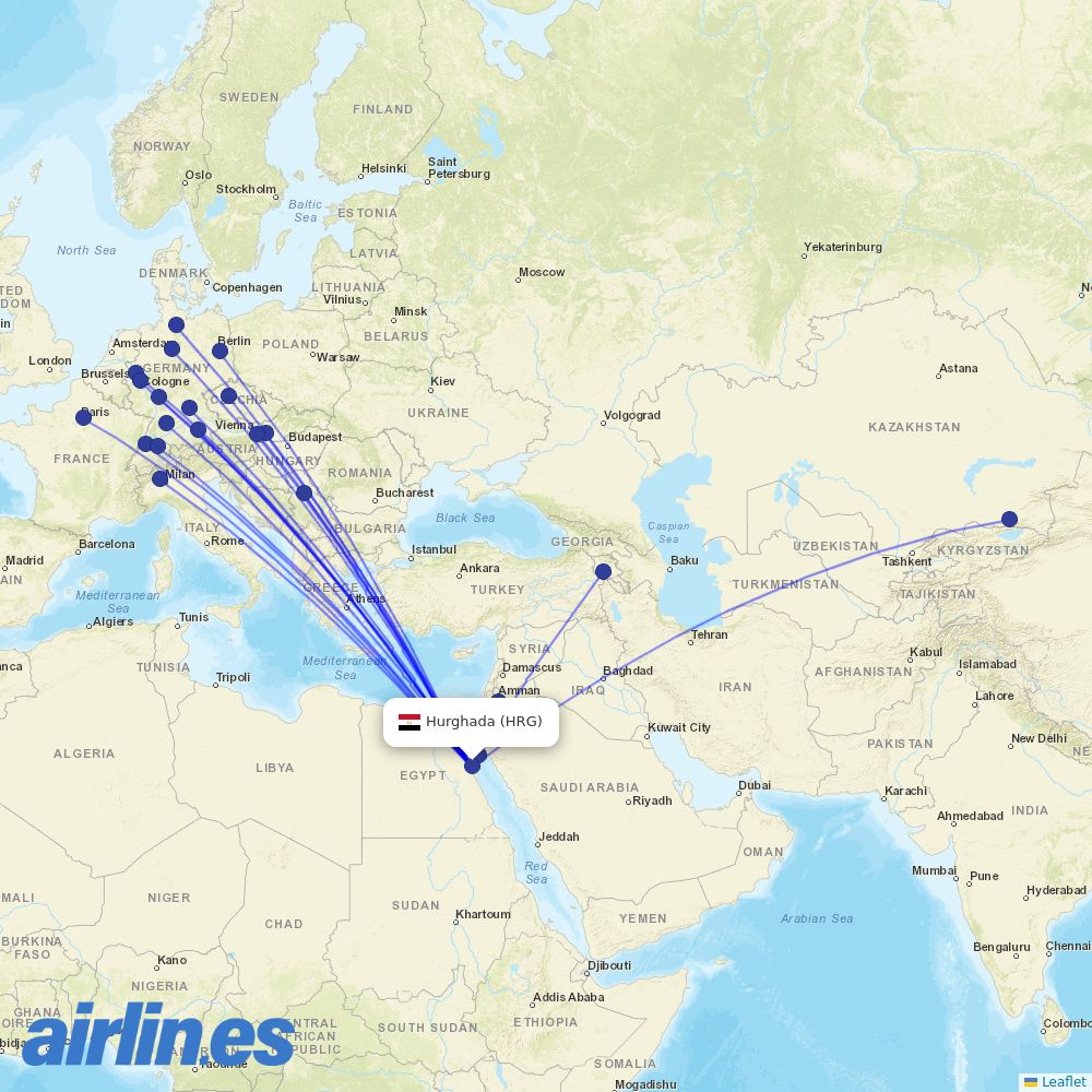 Air Cairo at HRG route map