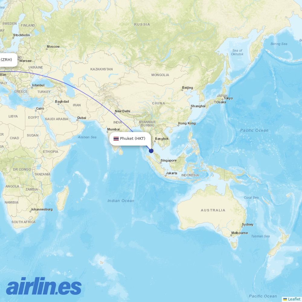 Edelweiss Air from Hurghada International Airport destination map
