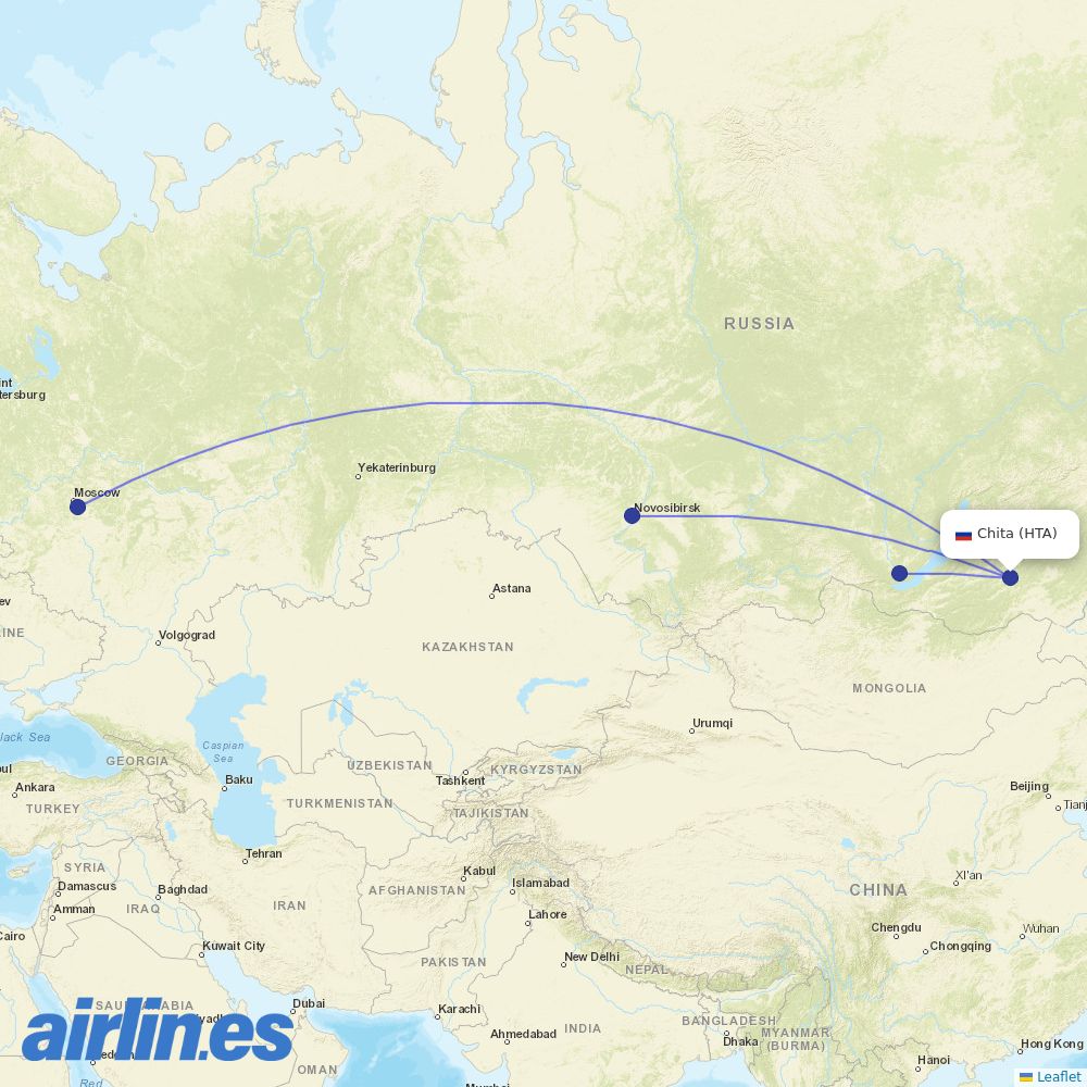 S7 Airlines at HTA route map