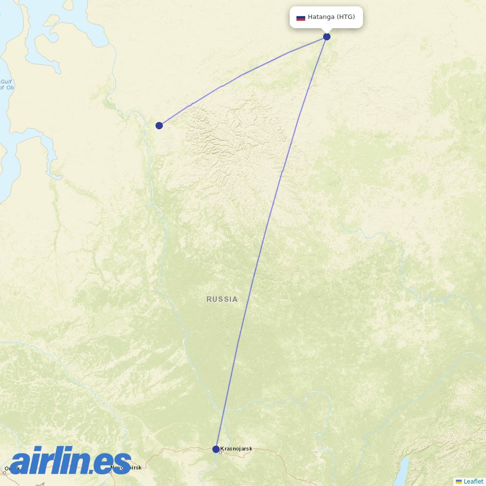 KrasAvia at HTG route map