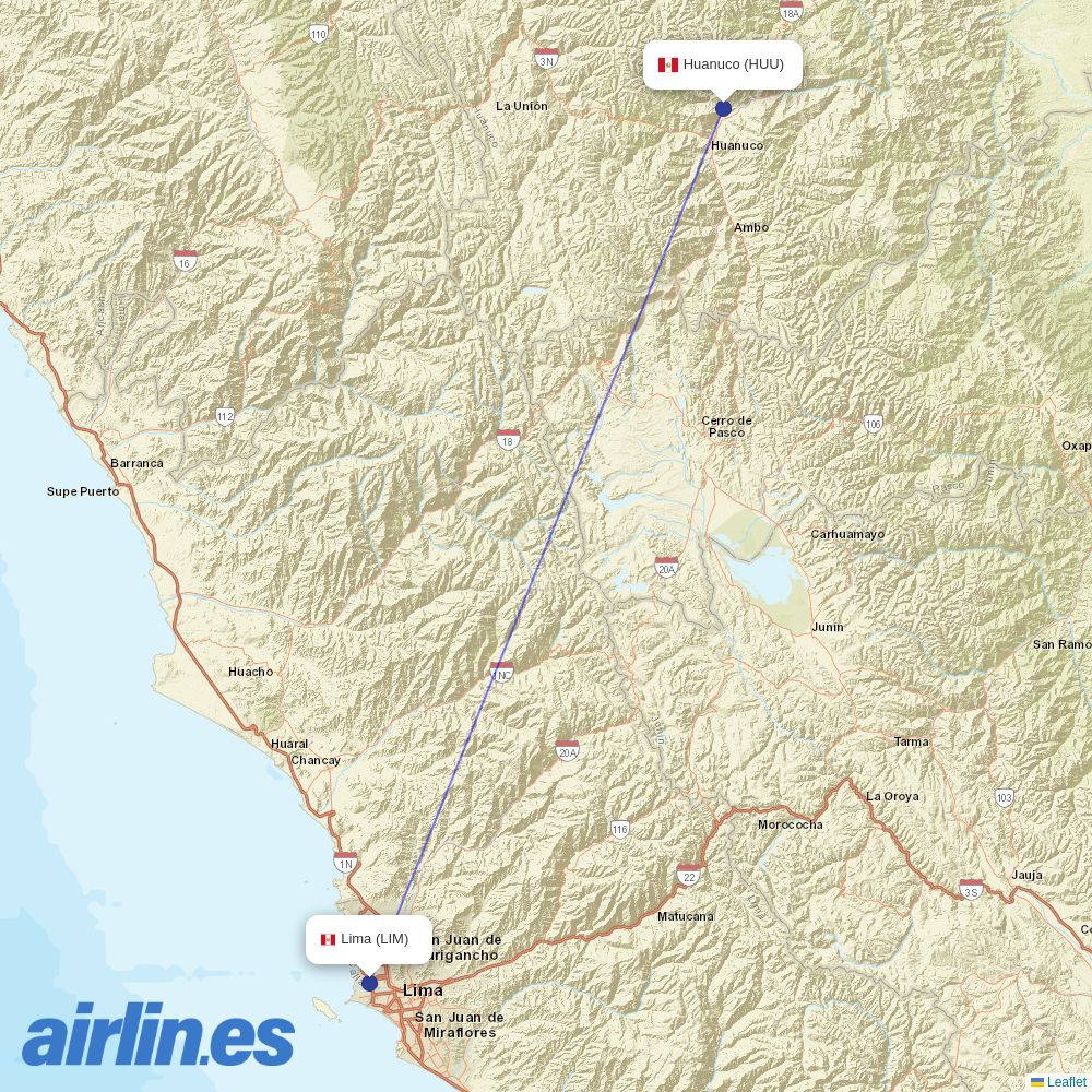 21 Air at HUU route map