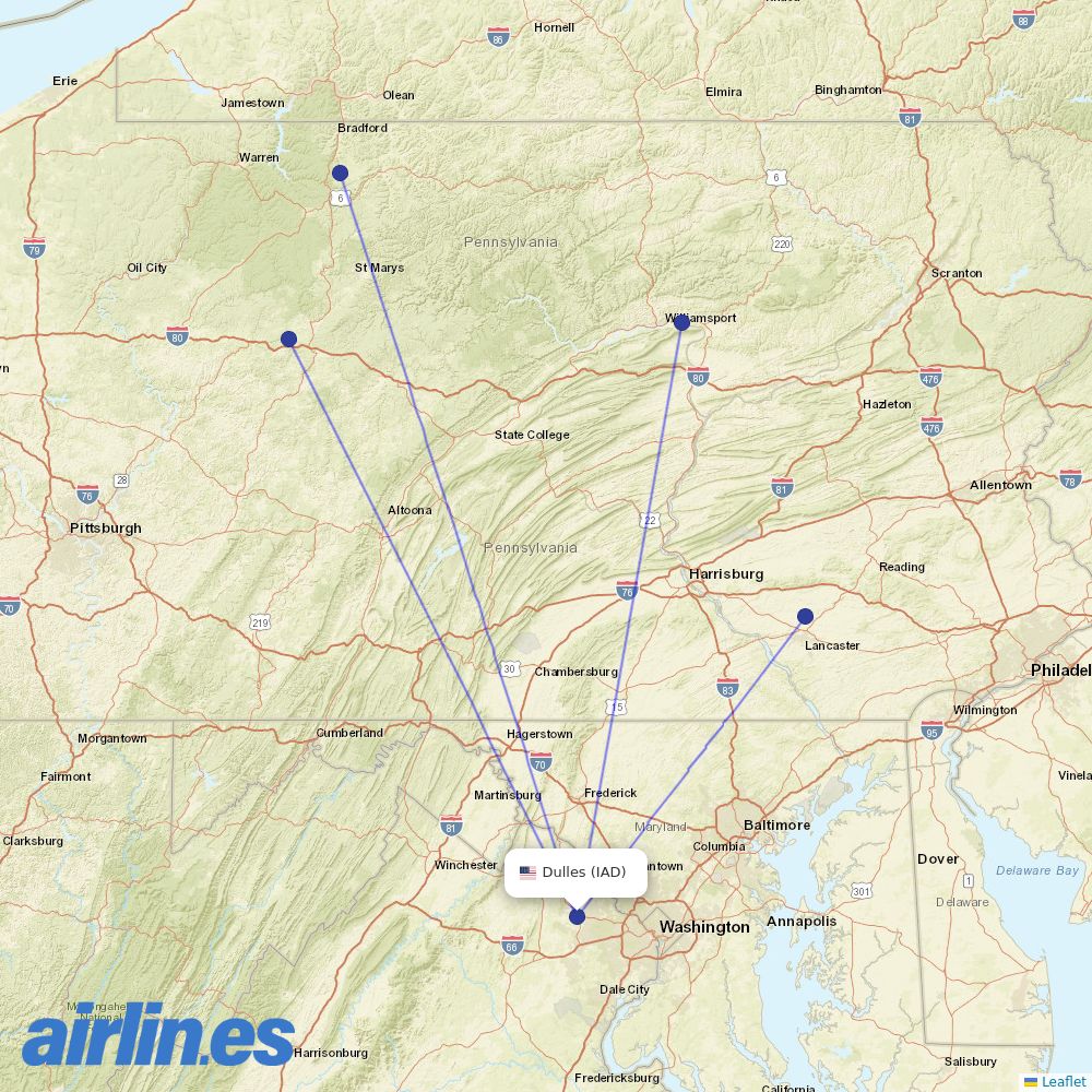 Southern at IAD route map