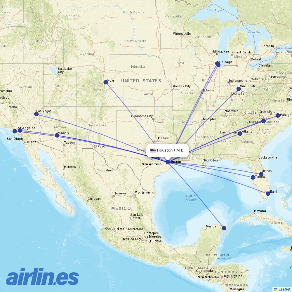 Frontier at IAH route map