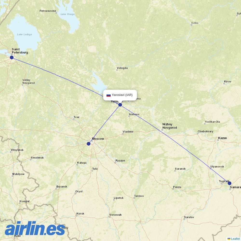 UVT Aero from Tunoshna destination map
