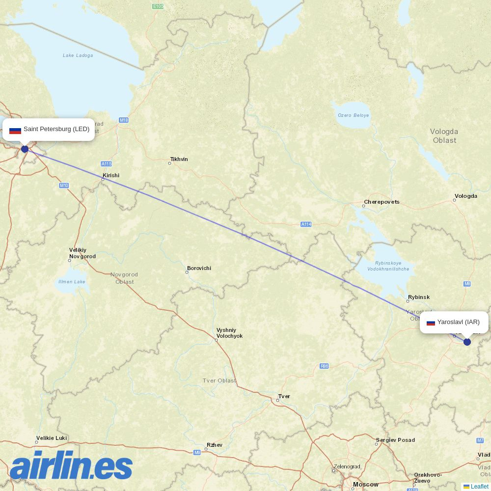 Red Wings from Tunoshna destination map