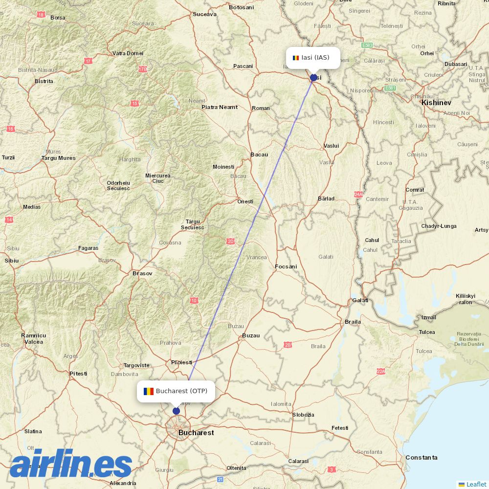 TAROM at IAS route map