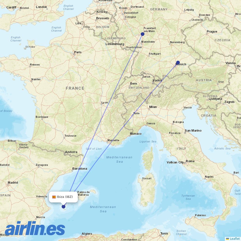 Discover Airlines at IBZ route map