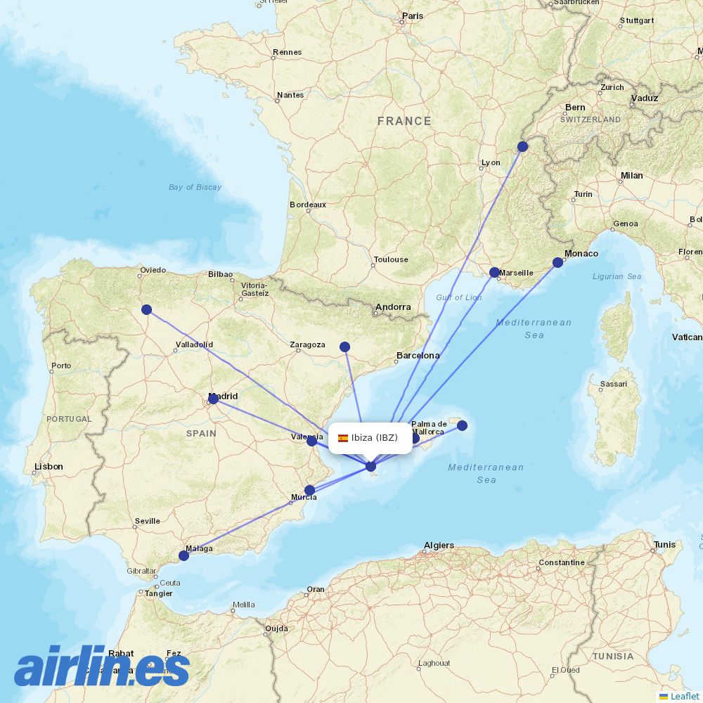 Iberia at IBZ route map