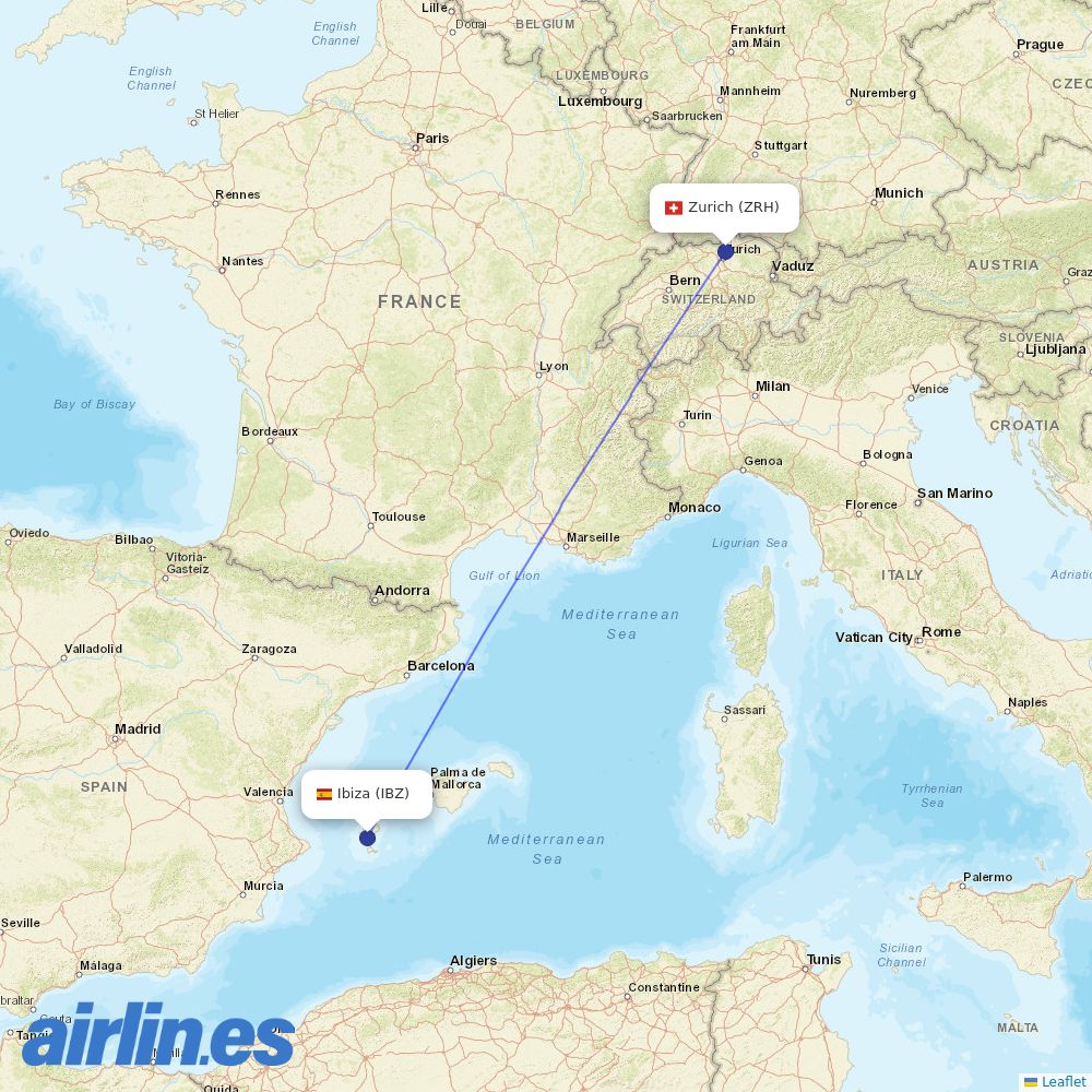 Edelweiss at IBZ route map