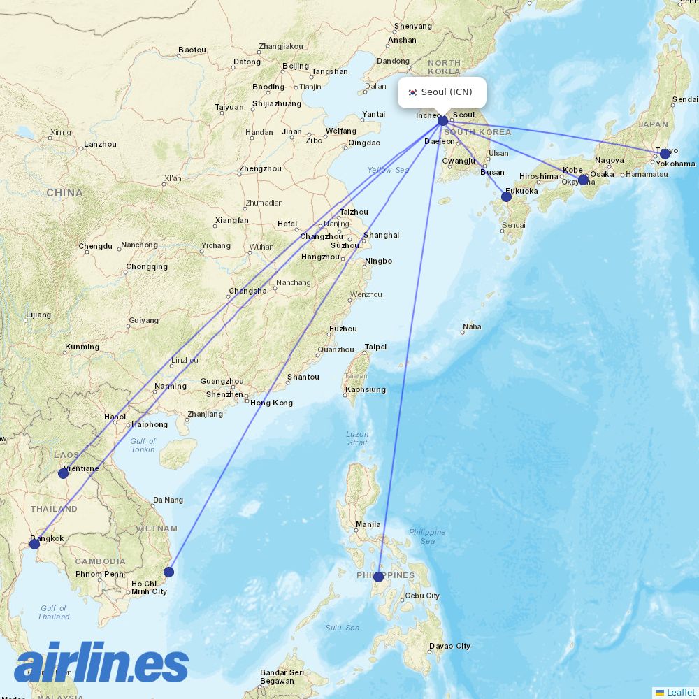 Air Busan at ICN route map