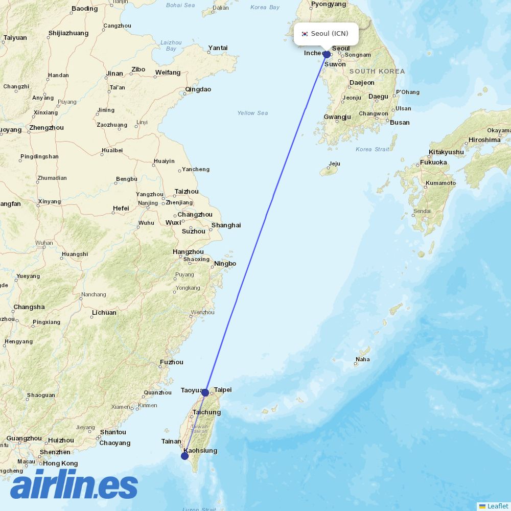 China Airlines at ICN route map