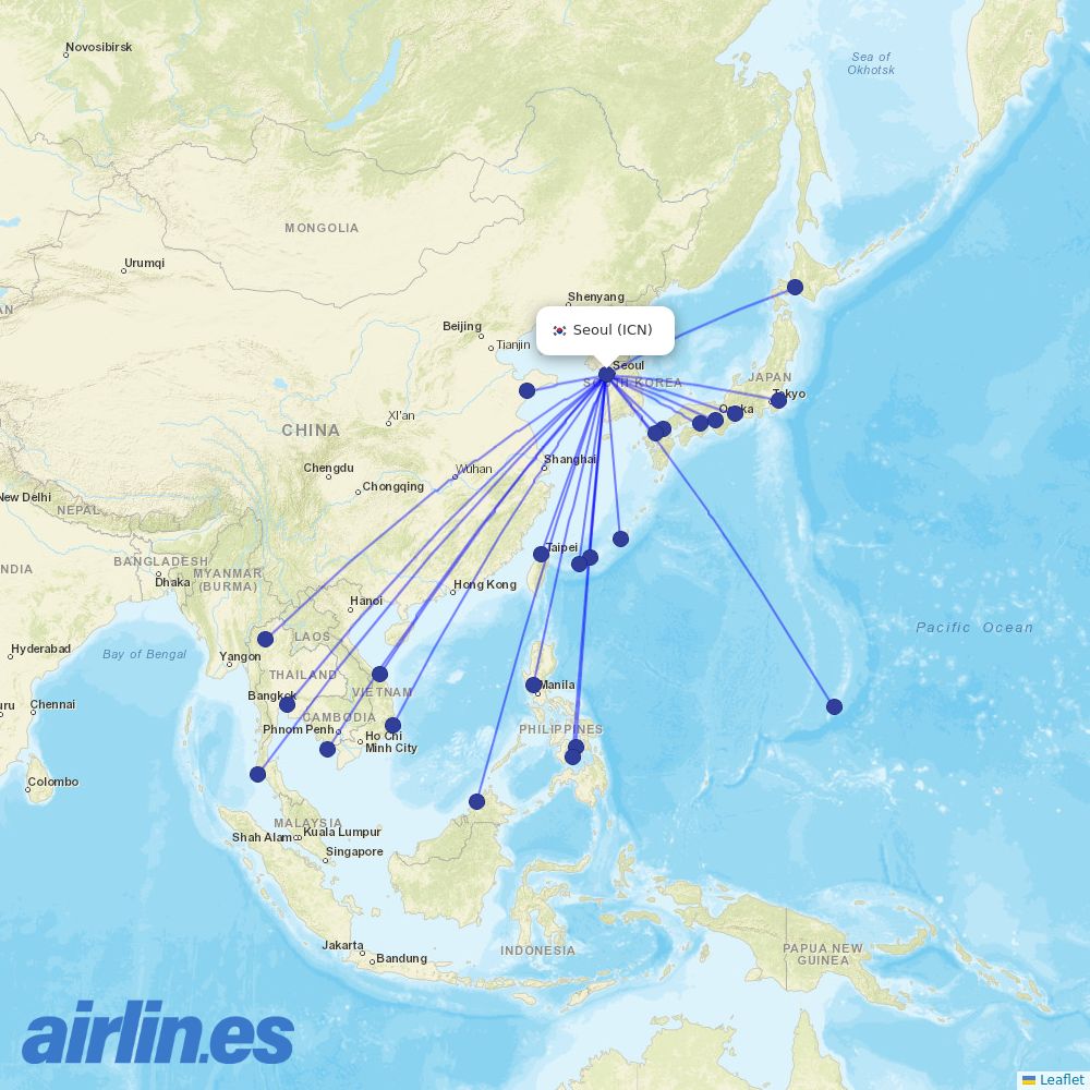 Jin Air at ICN route map