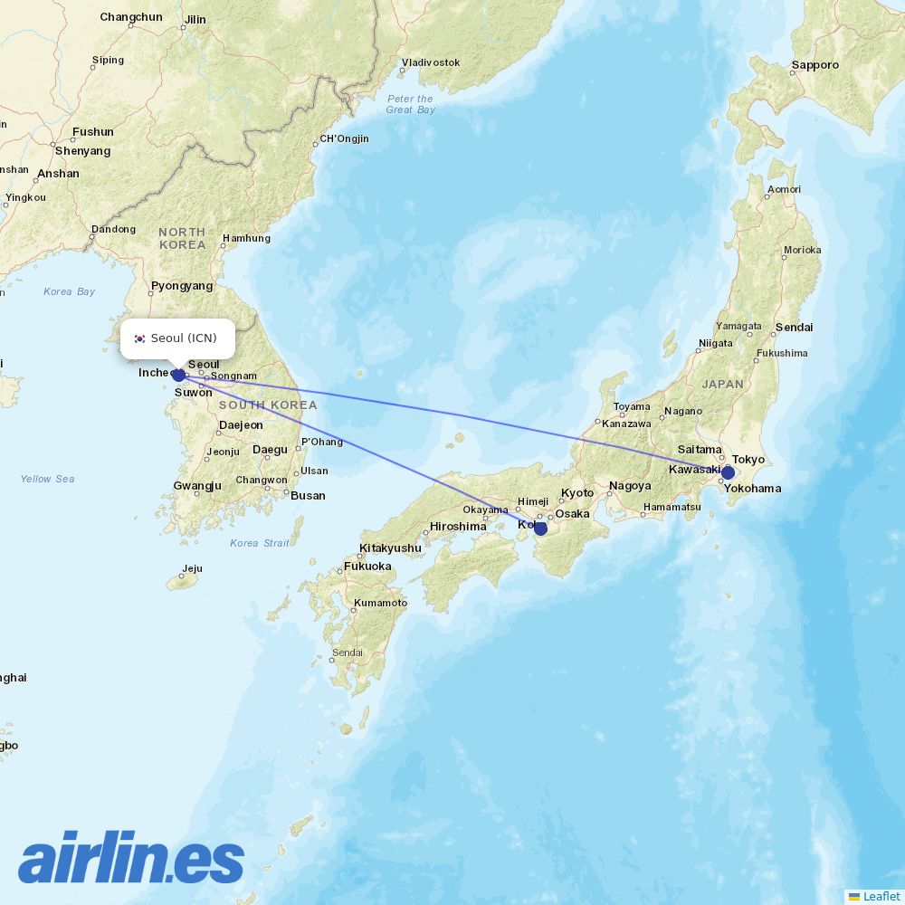 Peach Aviation at ICN route map