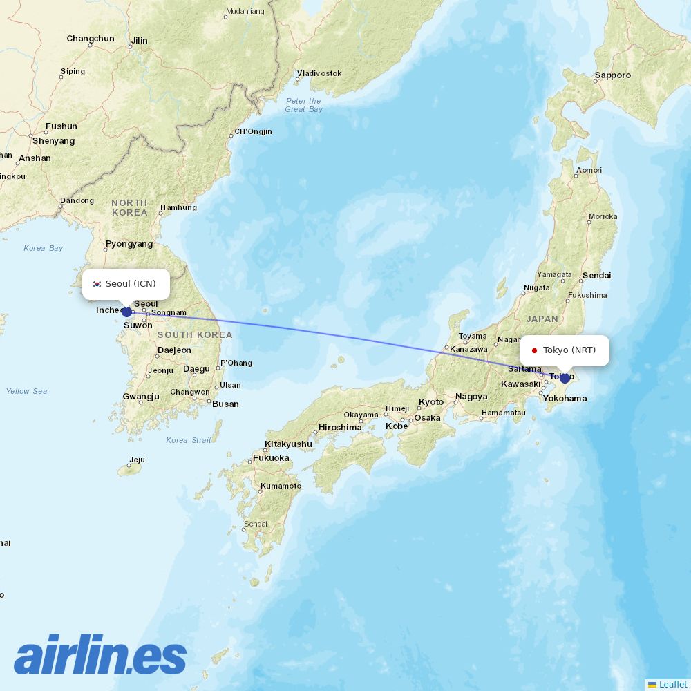 Zipair at ICN route map