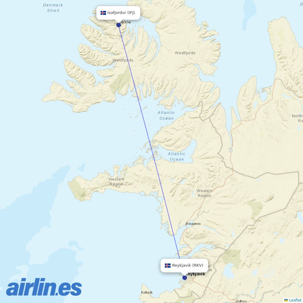 Icelandair at IFJ route map