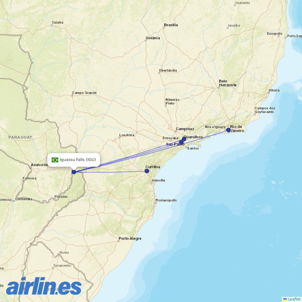 LATAM Airlines from Cataratas International destination map