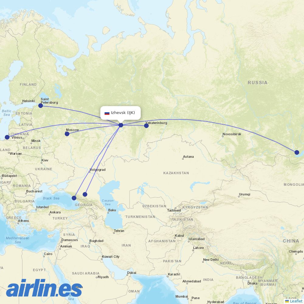 Izhavia at IJK route map