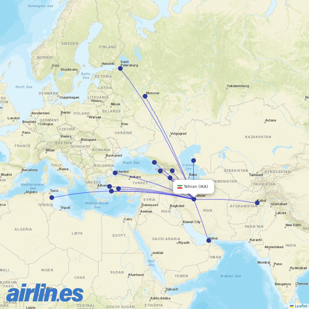 Iran Airtour at IKA route map