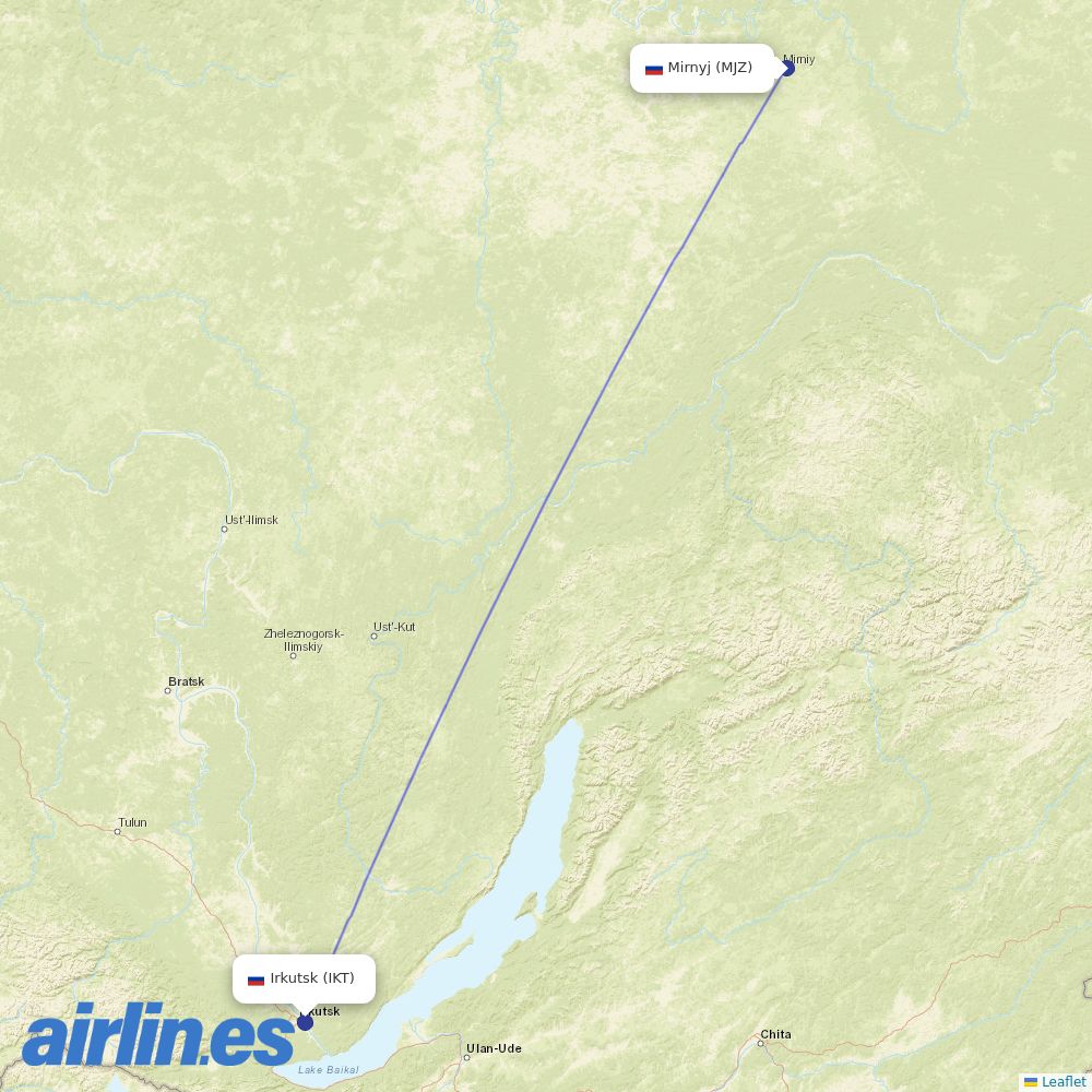 Alrosa at IKT route map